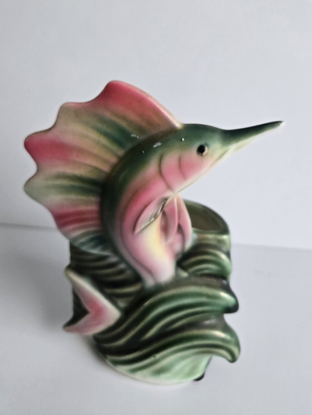 Swordfish Sailfish Ceramic Planter Vase Vtg